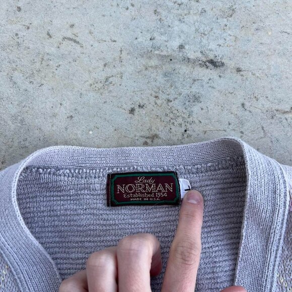 Vintage 80s 90s Sweater Vest Made in USA Argyle Print Vest Women's Large - Picture 4 of 7